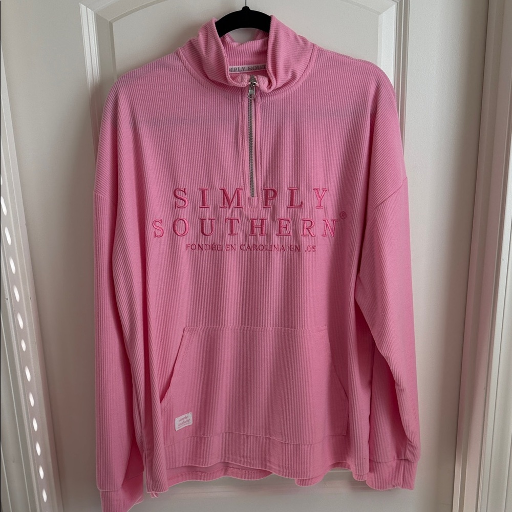 Simply Southern Pink Half-Zip Sweatshirt